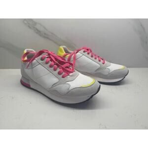 Geox Women’s Size 10 Leather Doralea White Hot Pink Neon Sneakers
